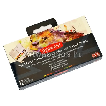 Derwent Inktense Akvarellfesték - 12 darabos készlet (fekete színnel)